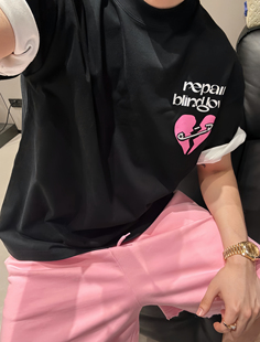 【陈发财】FACAI25年新款小领口心碎爱心设计发泡印花短袖T男女款