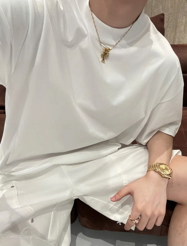 【陈发财】FA CAI自留款多巴胺T恤简约设计感小领口重磅T恤情侣款