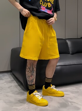 【陈发财】FA CAI新多巴胺短裤夏季潮流单品百搭磨破做旧宽松短裤