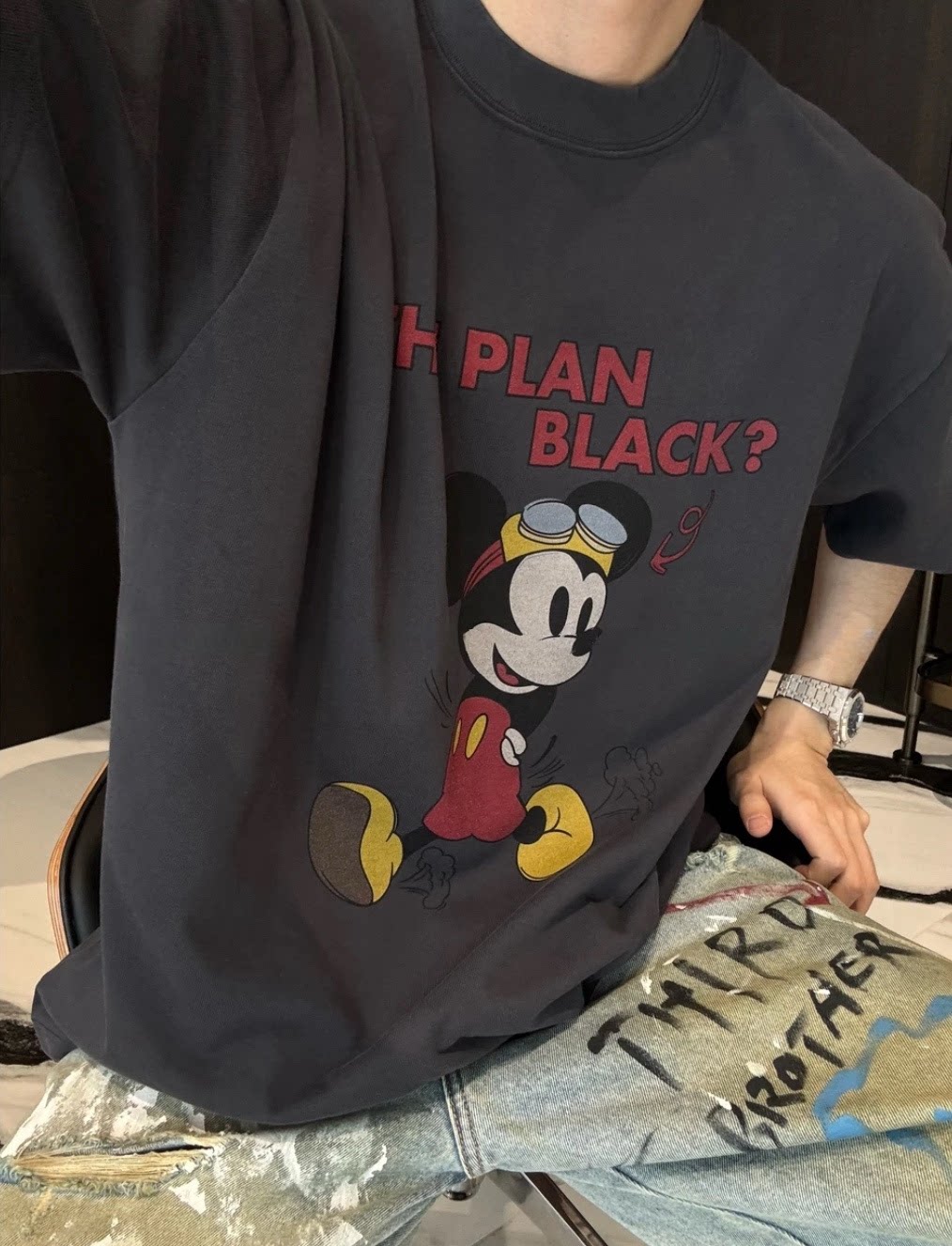 【陈发财】FACAI新款迪士在逃mickey联名款情侣小领口日常氛围T恤