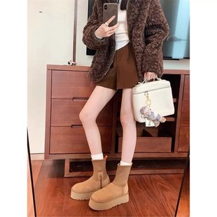 【U家品质】迪普25新款厚底拉链羊皮毛一体御姐风网红增高雪地靴