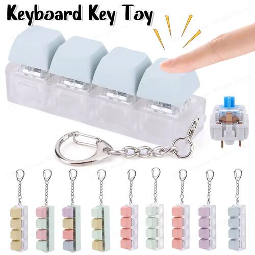 4 Keys Button Keycap Fidget Keychain Keyboard Key Toy Keyboa