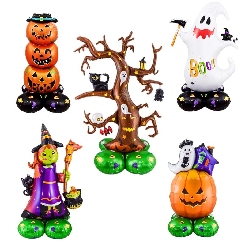 1set Giant Stand Pedestal Halloween Foil Balloons Pumpkin Gh