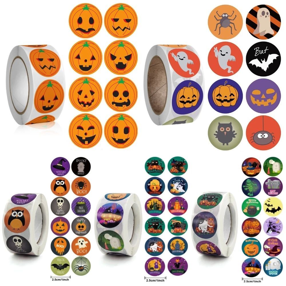 500pcs Halloween Sticker Pumpkin Ghost Spider Bat Thank you