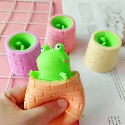 1pc Squeeze Frog Cup Toy Colorful Tricky Funny Frog Fidget S