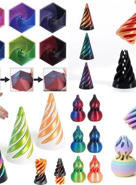 3D Printed Toys 3D Spiral Cone Rotating Pyramid Fidget Toy S