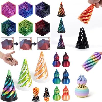 3D Printed Toys 3D Spiral Cone Rotating Pyramid Fidget Toy S