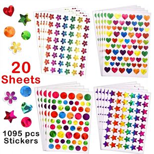 Kids Reward Sticker Stars Flowers Hearts Dots Sparkly Hologr