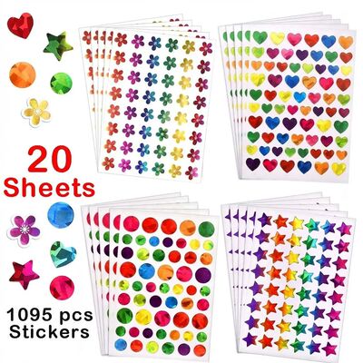 Kids Reward Sticker Stars Flowers Hearts Dots Sparkly Hologr