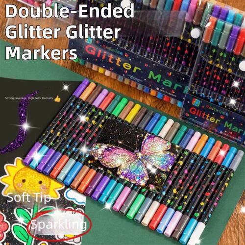 24/48/72/96 Colors Double-Ended Glitter Pens Colorful Soft T