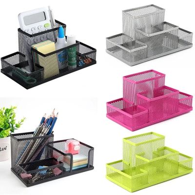 3/4 Grids Table Organiser Office Desk Top Storage Box Black