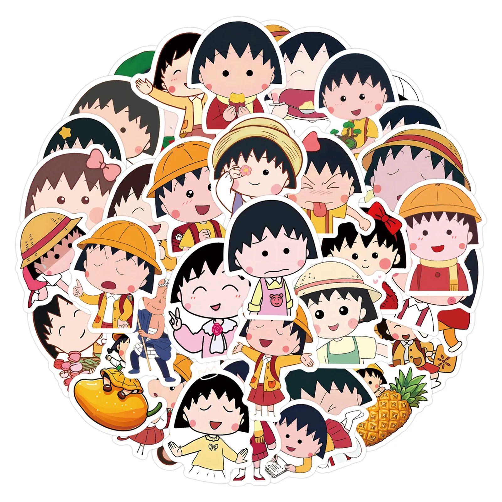 60PCS Chibi Maruko Chan Cartoon Stickers Kids Toys Funny Ani