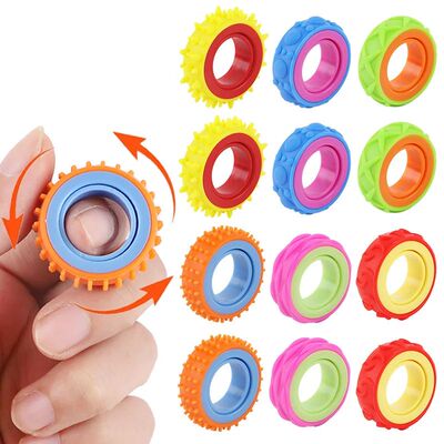 6Pcs Rotating Fidget Ring Finger Spinner for Kids Birthday P