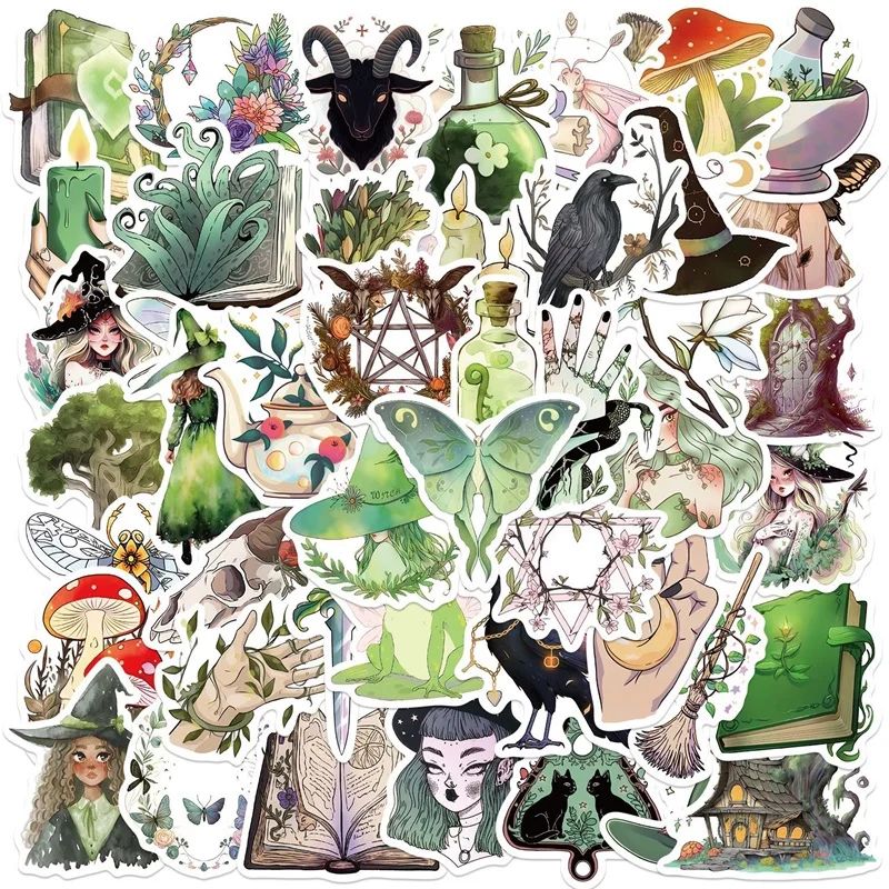 10/30/50PCS Kawaii Forest Witch Decoration Scrapbooking PVC
