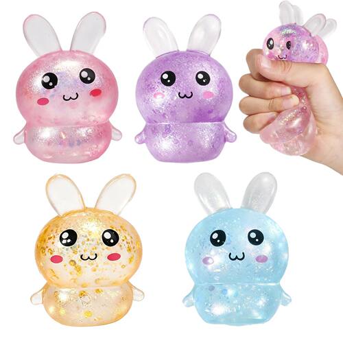 Glitter Bunny Stress Balls,Slow Rising Squishy Toys For Kids