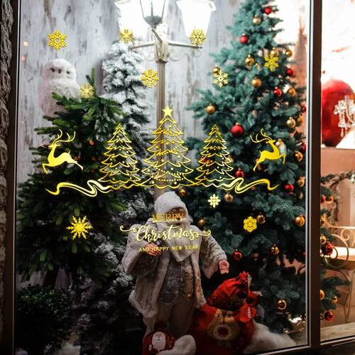Gold Christmas Stickers Christmas e Glass Window Stickers Ho