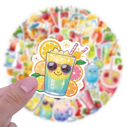 60PCS Cute Summer Drinks Meme Graffiti Stickers Creative Aes