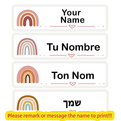 80pcs Waterproof Name Stickers Tags for Girls Rainbow Person