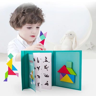 Hot Magnetic Jigsaw Puzzle 3D Geometric Shapes Tangram Board
