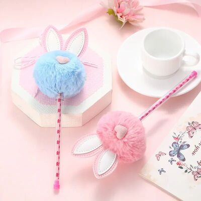 1Pcs Candy Plush Rabbit Gel Pen Rollerball School Office Sup
