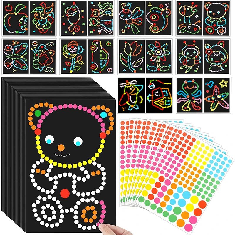 3/5/10Bags Dots Stickers Kids Toddlers DIY Toys Cartoon Anim