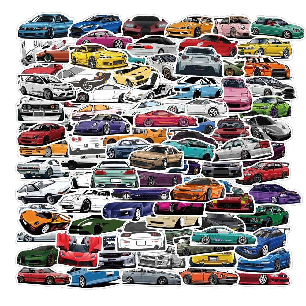 10//50PCS Cartoon JDM Car Graffiti Stickers Decorative Motor