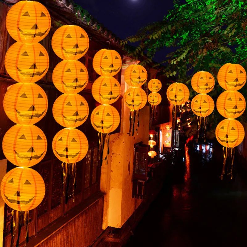 Halloween Light Lantern Spider Ghost Pumpkin Bat Hanging Pen