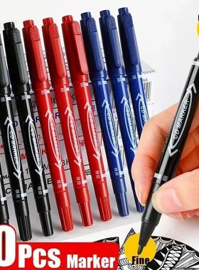 5/10 Pcs Twin Tip Permanent Marker Black/Blue/Red Oil Marker