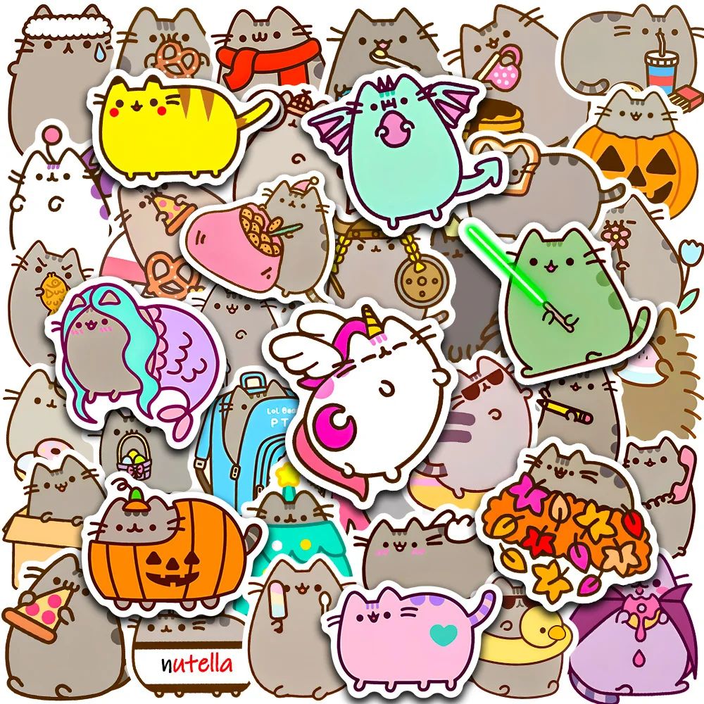 50PCS Chunky Cat Cute Animal Cartoon Stickers Decorative Sta