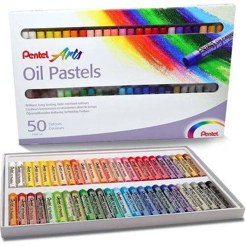Pentel Arts Oil Pastel Set 6/12/25/50 Assorted Colors Brilli