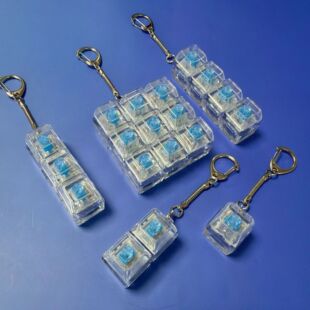 Keyboard Fidget Toys LED Crystal Keycap Keychain Stress Reli