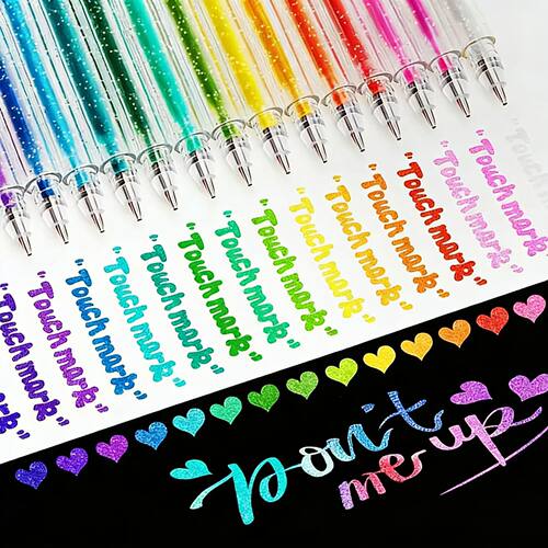 12-60pcs Glitter Gel Pens Set,Quick-Drying Metallic Ink,Fine