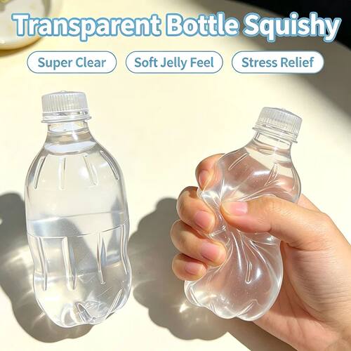 Transparent Water Bottle Squishy Toy Clear Jelly Squeeze Fid