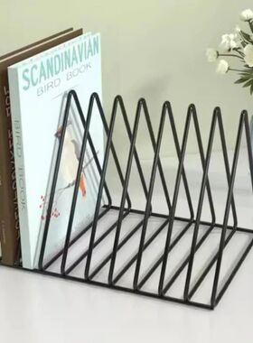 Book Storage Rack Desktop Iron Bookshelf Vinyl Records Holde