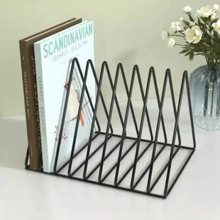 Book Storage Rack Desktop Iron Bookshelf Vinyl Records Holde