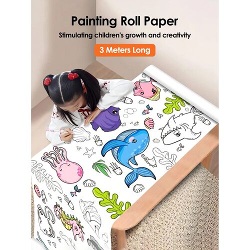 Children Drawing Roll DIY Sticky Color Filling Paper Colorin