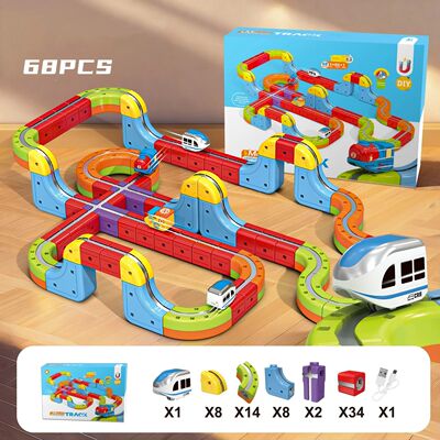 Magnetic Klick Rail Electric Train Set Flexible 3D Gravity-D