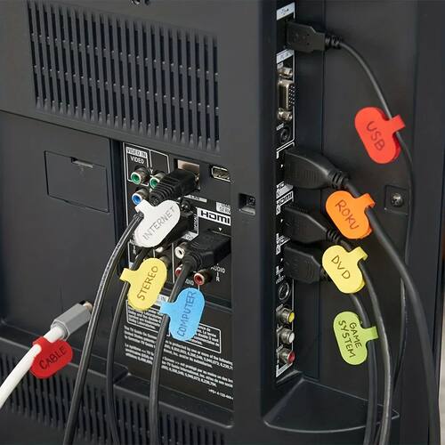 10/20/30/50pcs Color Cable Labels Cable Ties Reusable With W