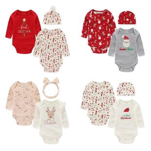 Baby Boy Girl Christmas Outfits Cartoon Print Newborn Clothe