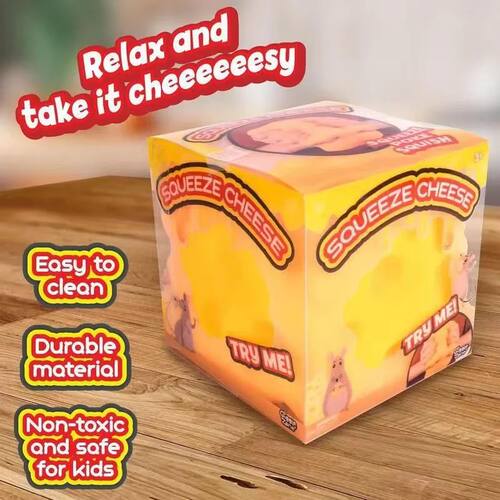 1pc New Soft Yellow 5cm Cheese Squeezy Squishy Toy - Stress