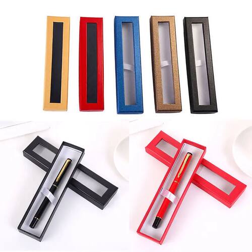 10pcs Pen Box Transparent Window Paper Packaging Gift Gel Pe