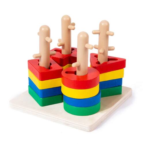 Colorful Sorting and Stacking Toys Wooden Educational Recogn