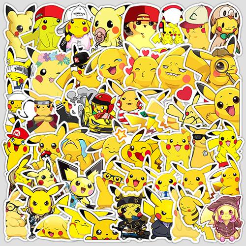 50PCS Cute Pikachu Pokemon Anime Stickers Funny Cartoon Toy