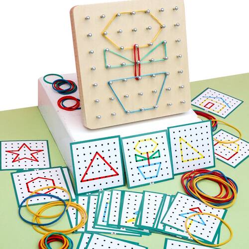 Montessori Baby Creative Toy Graphics Rubber Tie Nail Boards