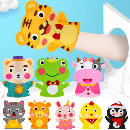 Sewing Animal Hand Puppet Crafts Kit for Kids DIY Cartoon Li