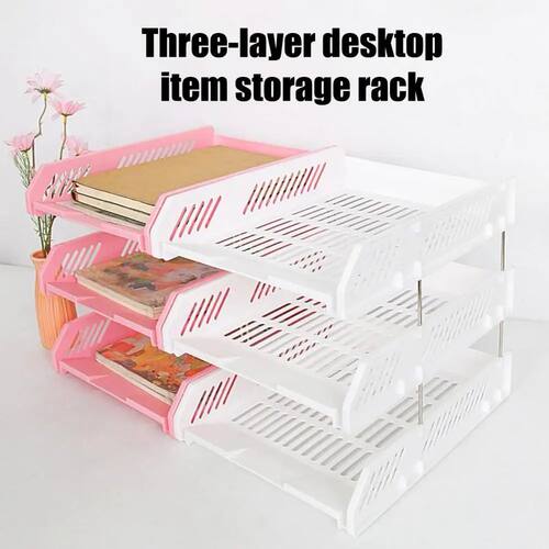File Box Organizer Easy Storage Container 3 Tier Stackable L