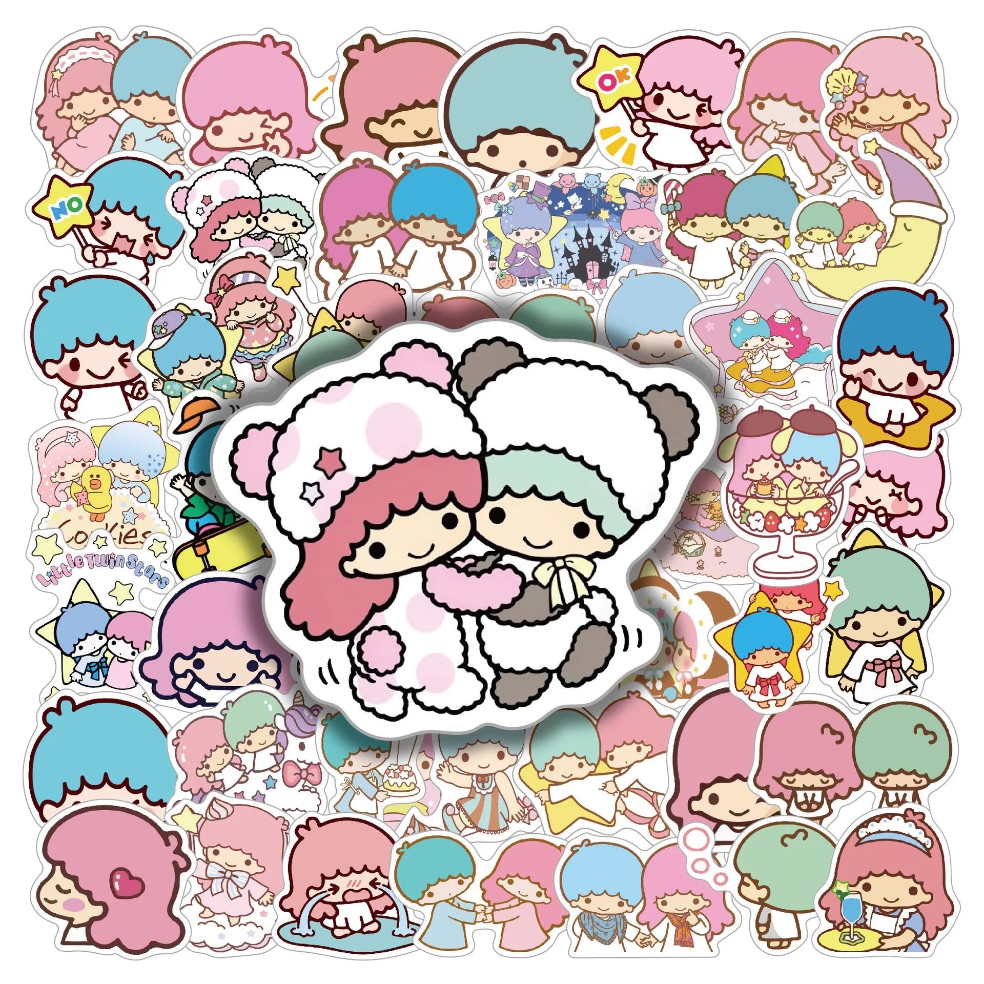 10/50/100pcs Cute  Kawaii Little Twin Stars Anime Stickers A
