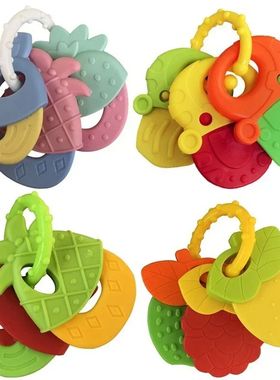 Baby Fruit Style Soft Rubber Rattle Teether Toy born Chews F