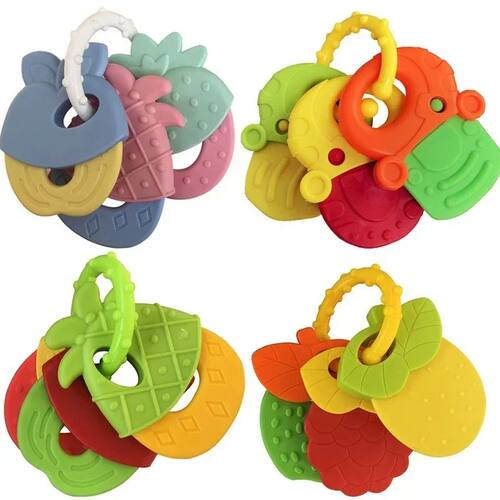 Baby Fruit Style Soft Rubber Rattle Teether Toy born Chews F
