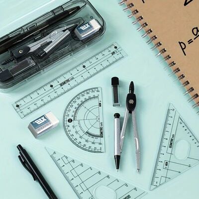 School Geometry Drawing Set, 10pcs Math Compass & Ruler Kit,